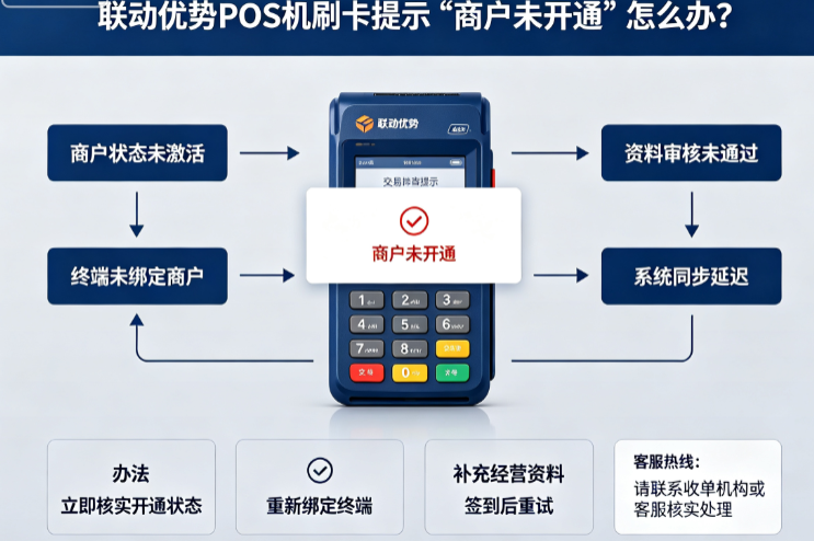联动优势POS机刷卡提示“商户未开通”怎么办?