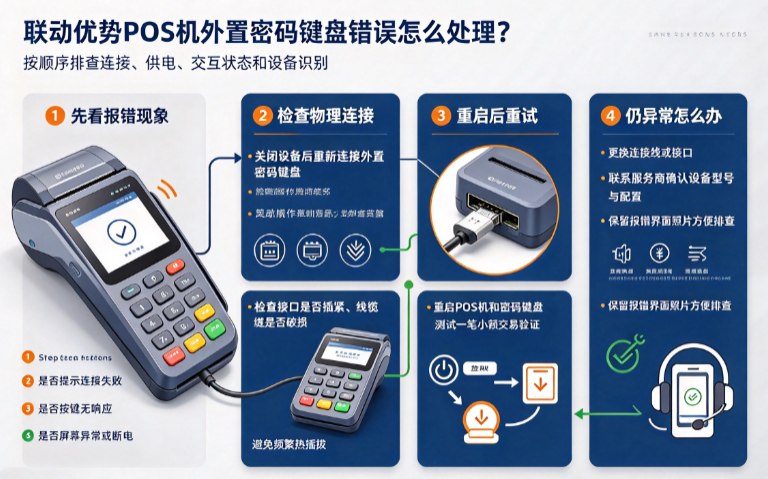 联动优势POS机外置密码键盘错误怎么处理?