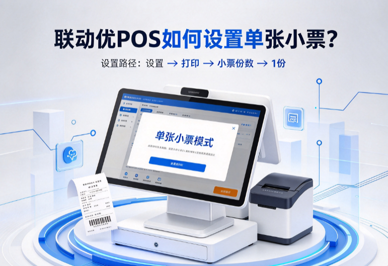 联动优POS如何设置单张小票?